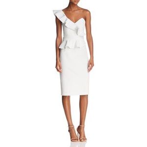 BARDOT REVOLVE CAMELIA ONE SHOULDER PEPLUM DRESS